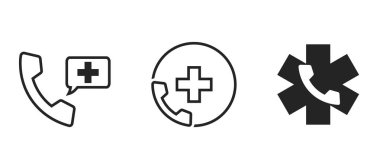 Doktor ikon setini ara. Nöbetçi doktor. Tıbbi yardım sembolleri. basit biçimdeki izole vektör resimleri