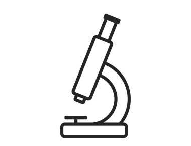 Mikroskop çizgisi simgesi. Tıbbi, biyokimya ve laboratuvar çalışmaları sembolü. basit biçimdeki izole vektör resmi