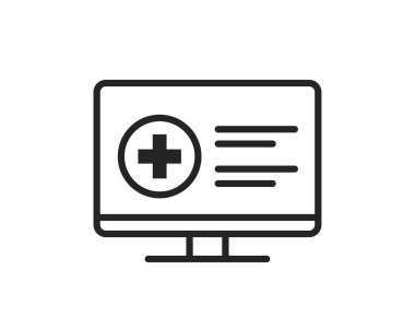 Hasta portalı çizgisi simgesi. Dijital sağlık hizmeti tasarımı. Basit bir şekilde izole edilmiş vektör resmi