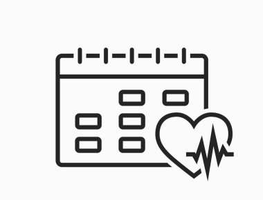 Kalp sağlığı takvim çizelgesi simgesi. Kalp randevusu çizelgesi. Basit bir şekilde izole edilmiş vektör resmi