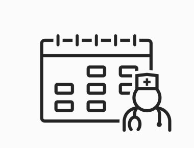 Doktor randevu çizelgesi simgesi. Tıbbi muayene takvimi. Sağlık hizmeti basit bir şekilde izole edilmiş vektör görüntüsü