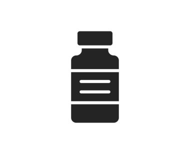 Aşı şişesi ikonu. Tıbbi, aşılama ve bağışıklık sembolü. basit biçimdeki izole vektör resmi