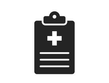 Tıbbi tarih düz ikonu. Hasta karnesi. Basit bir şekilde izole edilmiş vektör resmi