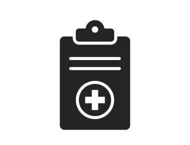 Tıbbi tarih düz ikonu. Hasta karnesi sembolü. Basit bir şekilde izole edilmiş vektör resmi