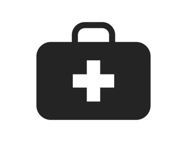 Tıbbi vaka düz ikon. İlk yardım çantası sembolü. Sağlık ve tıbbi sembol. basit biçimdeki izole vektör resmi