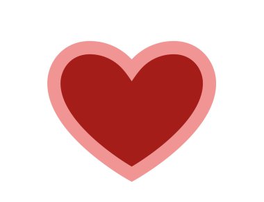 Pembe kenarlı dekoratif kırmızı kalp. Aşk, romantik ve sevgililer günü tasarım elementi. izole vektör resmi