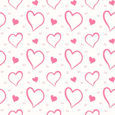 Sevgililer günü kusursuz desen. Pembe el çizilmiş kalpler. Romantik ve aşk geçmişi. Sevgililer Günü Tasarımı