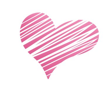 Çizgili pembe kalp şeklinde. Aşk sembolü. Sevgililer Günü tasarımı için izole vektör ögesi