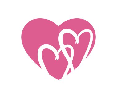 İçinde kalpler olan pembe bir kalp. Aşk ve romantik semboller. Sevgililer Günü tasarım elementleri. İzole vektör resimleri