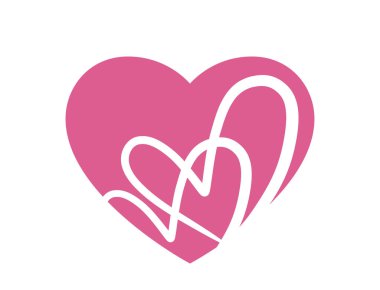 Çizgili kalpleri olan yaratıcı pembe bir kalp. Aşk, romantik ve sevgililer günü tasarım elementi. İzole vektör resmi