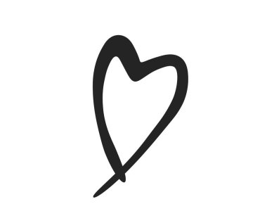 Fırça darbesi kalbi. Aşk sembolü. Sevgililer Günü tasarımı için izole edilmiş vektör resmi