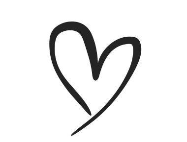 Karamsar kalp. El çizimi aşk sembolü. Sevgililer Günü tasarımı için vektör ögesi