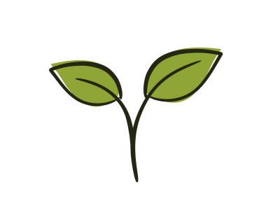 İki yapraklı filiz. Bahar, ekme ve doğa tasarım elementleri. İzole vektör resmi