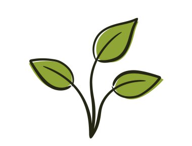 Üç saplı bir bitki filizi. Bahar, ekme ve doğa tasarım elementleri. İzole vektör resmi