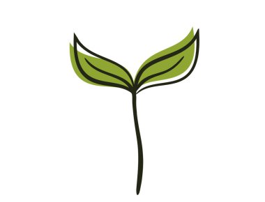 Bahar filizlenmiş bitki. Tohumlama, ekme ve doğa tasarım elementleri. İzole vektör resmi