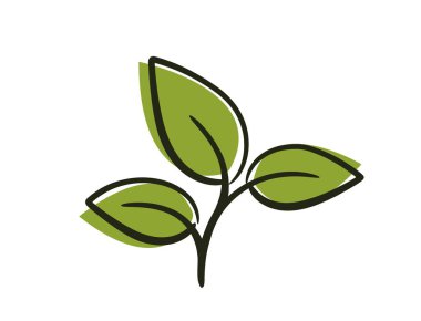 Üç yapraklı kavisli bitki filizi. Bahar, ekme ve doğa tasarım elementleri. İzole vektör resmi