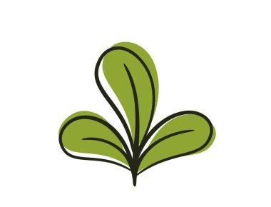 Üç yuvarlak yapraklı filiz. Bahar, ekme ve doğa tasarım elementleri. İzole vektör resmi