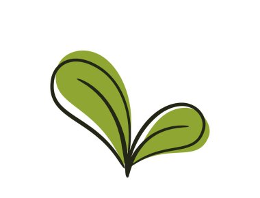 İki yuvarlak yapraklı filizlenme. Bahar, ekme ve doğa tasarım elementleri. İzole vektör resmi