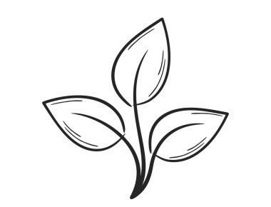 Üç kök çizgisi olan bir bitki filizi. Bahar, ekme ve doğa tasarım elementleri. İzole vektör resmi