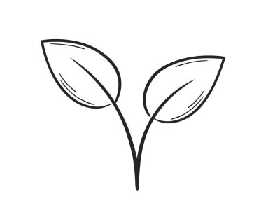 İki kök çizgisi olan bir bitki filizi. Bahar, ekme ve doğa tasarım elementleri. İzole vektör resmi