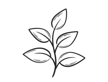 Beş yaprak çizgisi olan filiz. Bahar, ekme ve doğa tasarım elementleri. İzole vektör resmi