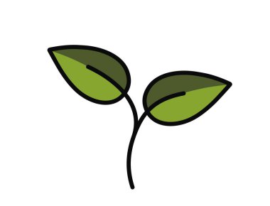 Yeşil renkli iki yapraklı filizlenme. Bahar, ekme ve doğa tasarım elementleri. İzole vektör resmi