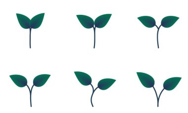 Filizlenmiş bitki yeşili çizim seti. Doğa ve ekim tasarımı elementleri. İzole vektör resimleri