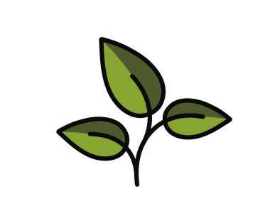 Yeşil renkli üç yapraklı kavisli bitki filizi. Bahar, ekme ve doğa tasarım elementleri. İzole vektör resmi