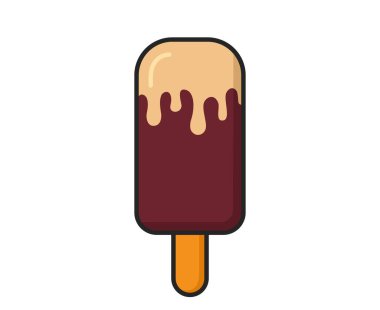 Kremalı çikolatalı dondurma. Soğuk tatlı ve yaz sembolü. İzole vektör resmi