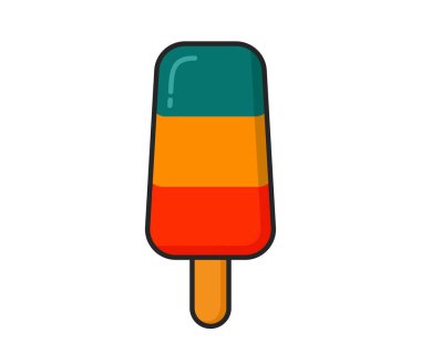 Tatlı buz şekeri. Dondurma, soğuk meyveli tatlı ve yaz yemeği. İzole vektör resmi