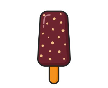 Fındıklı çikolatalı dondurma. Soğuk tatlı ve yaz yemeği. İzole vektör resmi