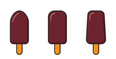 Çikolatalı dondurma. Soğuk tatlılar ve yaz yemekleri. İzole vektör resimleri