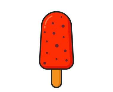 Çikolata parçalı meyveli buz şekeri. Dondurma, soğuk meyveli tatlı ve yaz yemeği. İzole vektör resmi