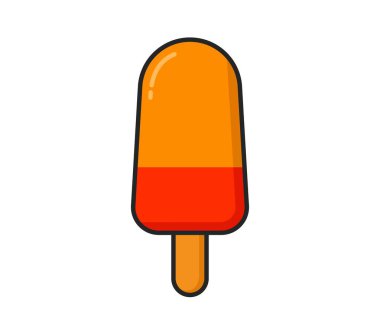 Sarı kırmızı buz şekeri. Dondurma, soğuk meyveli tatlı ve yaz yemeği. İzole vektör resmi