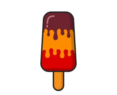 Çikolatalı dondurma ve meyveli tatlı sosu. Soğuk tatlı ve yaz yemeği. İzole vektör resmi