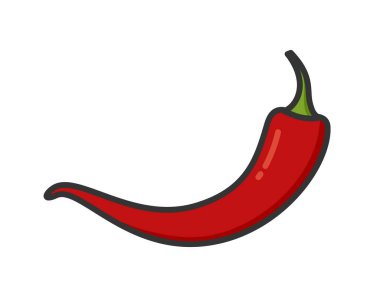 Kırmızı acı biber. Sebze, baharat ve keskinlik sembolü. İzole vektör resmi
