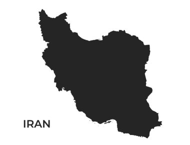 İran siluet haritası. Asya ülkesinin sade bir şekilde izole edilmiş vektör şablon görüntüsü