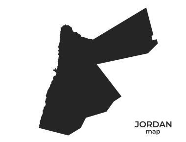 Jordan siluet haritası. Asya ülkesinin sade bir şekilde izole edilmiş vektör şablon görüntüsü