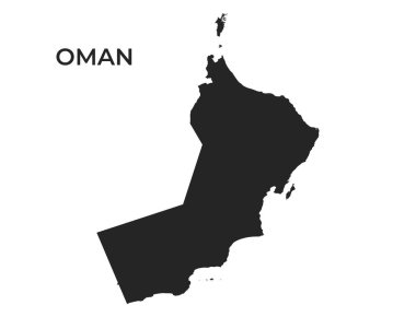Umman siluet haritası. Asya ülkesinin sade bir şekilde izole edilmiş vektör şablon görüntüsü