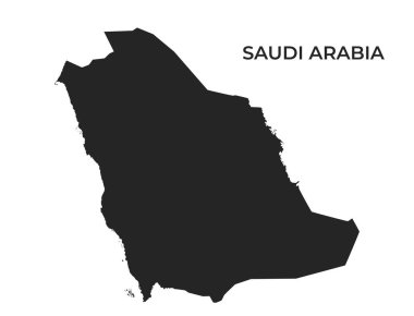 Suudi Arabistan siluet haritası. Asya ülkesinin sade bir şekilde izole edilmiş vektör şablon görüntüsü
