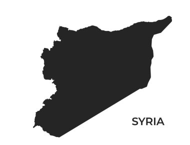 Suriye siluet haritası. Asya ülkesinin sade bir şekilde izole edilmiş vektör şablon görüntüsü
