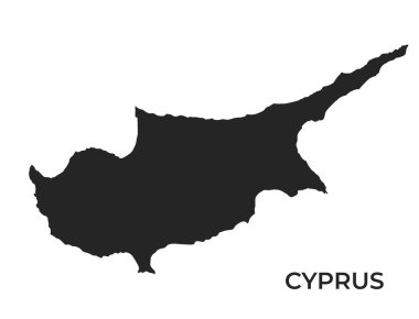 Kıbrıs siluet haritası. Ada ülkesinin yüksek detaylı izole coğrafi şablonu