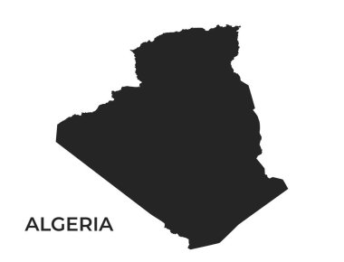Cezayir siluet haritası. Kuzey Afrika ülkesinin izole edilmiş vektör şablon görüntüsü basit bir stilde