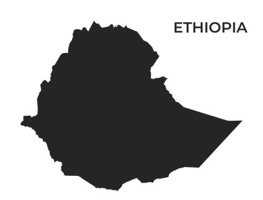 Etiyopya siluet haritası. Doğu Afrika ülkesinin izole edilmiş vektör şablonu görüntüsü basit bir stilde