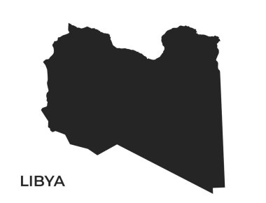 Libya siluet haritası. Kuzey Afrika ülkesinin izole edilmiş vektör şablon görüntüsü basit bir stilde