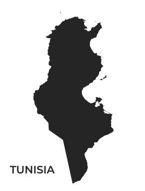 Tunus siluet haritası. Kuzey Afrika ülkesinin izole edilmiş vektör şablon görüntüsü basit bir stilde