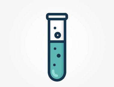 Bir test tüpünün simgesi. Bu görüntü kimyayı, bilimsel araştırmaları, laboratuvar testlerini veya tıbbi teşhisleri temsil eder..