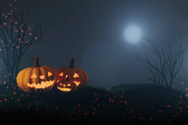 Halloween Pumpkin Evils Dark Nature Background Render — Foto de Stock