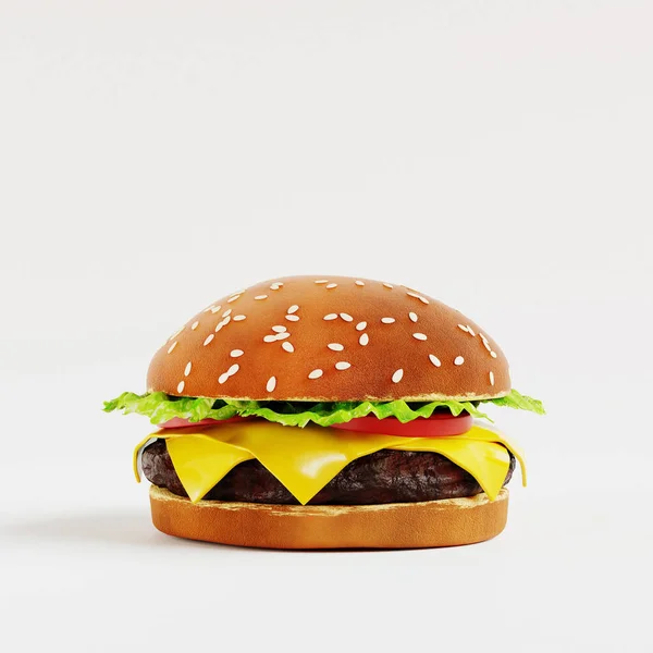 Realistické Jídlo Klasický Burger Vykreslení — Stock fotografie