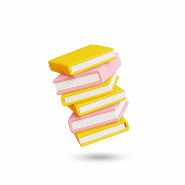 School supplies icon. Stack of books. 3D render